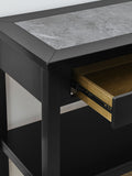 Garvine Sintered Stone Sofa Table Black Black Wood