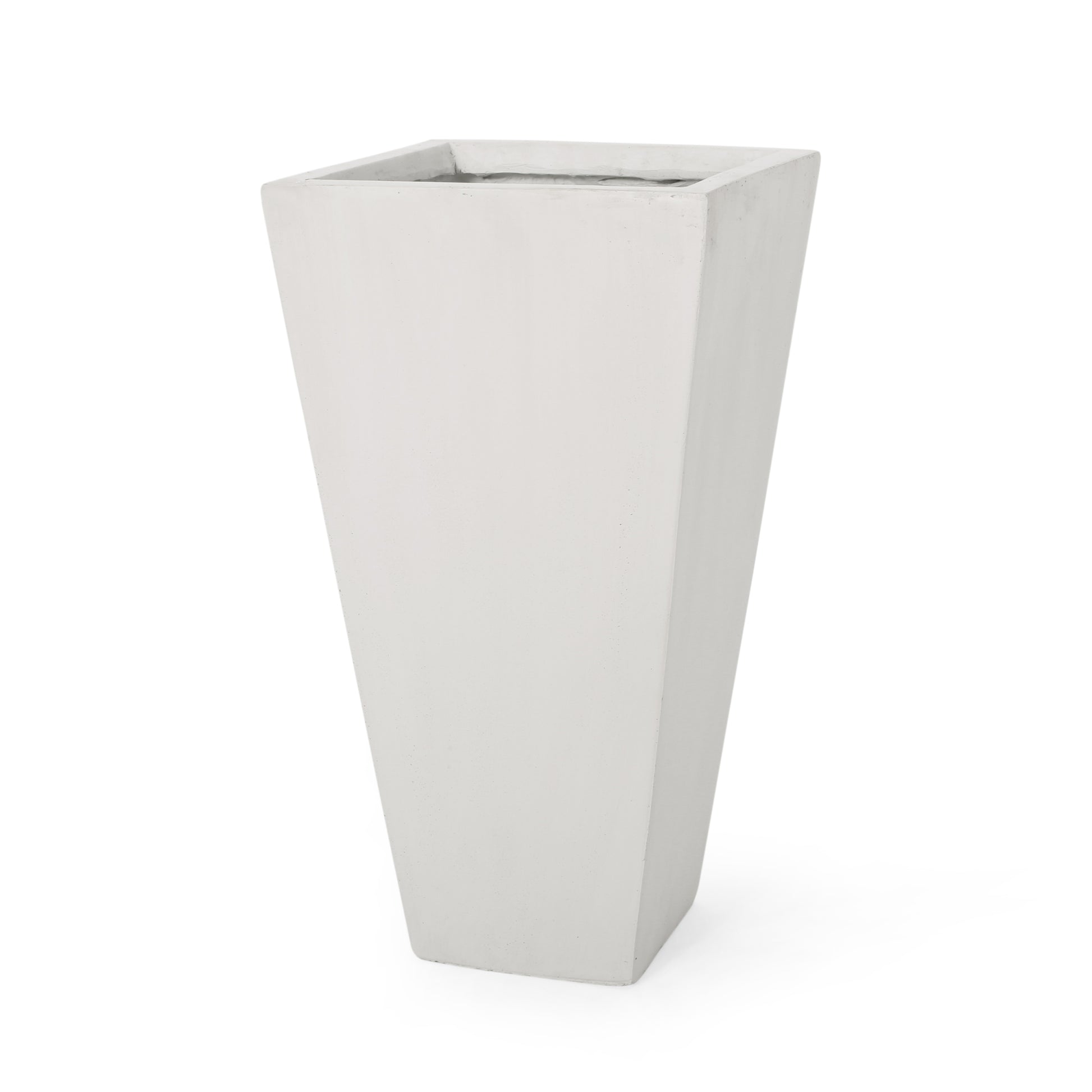 13" Outdoor Modern Mgo Small Cast Stone Planter, White Matte White Magnesium Oxide