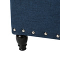 Storage Ottoman Navy Blue Fabric