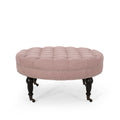 Ottoman With Caster Blush Fabric