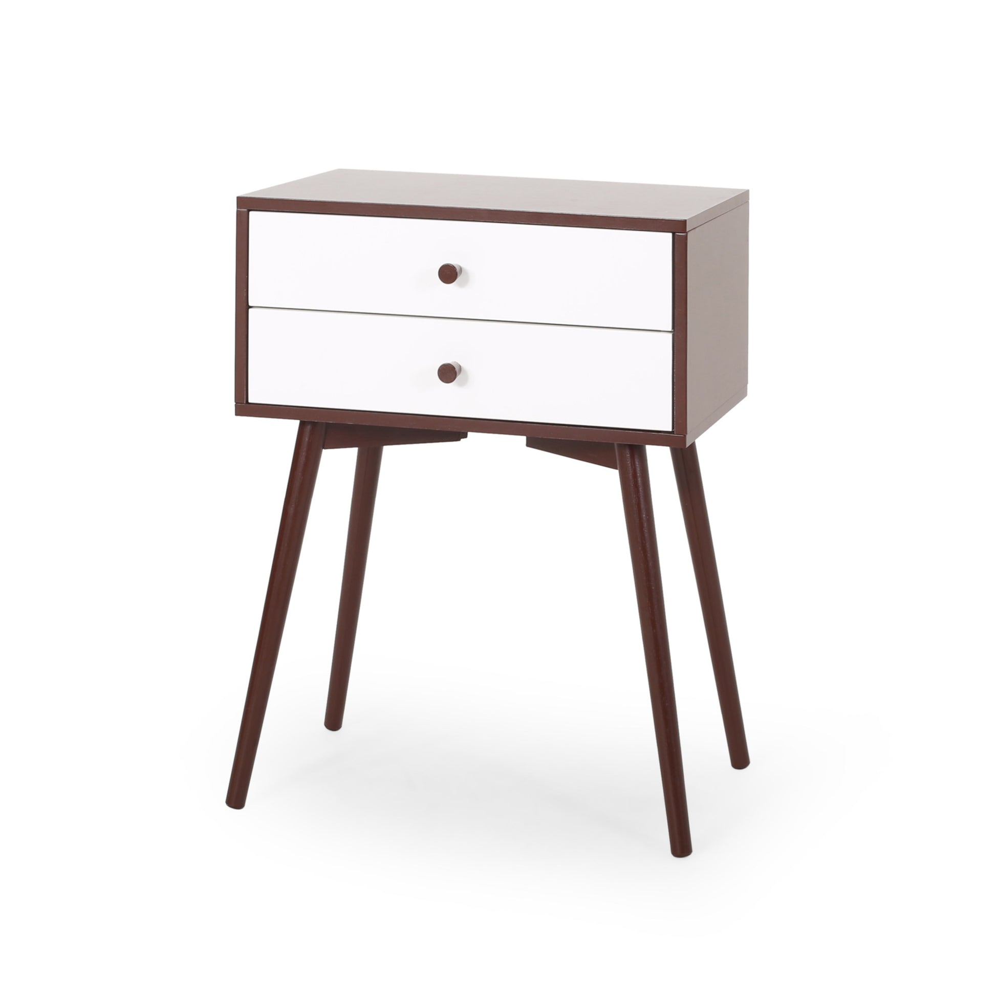 Side Table Brown White Mdf