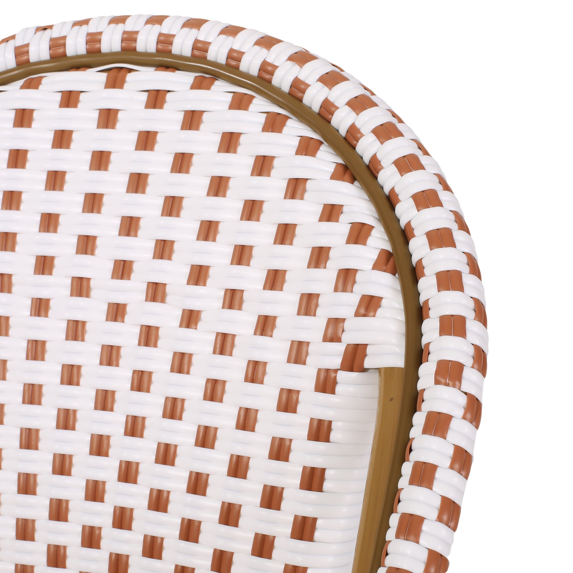 French Bistro Chair Brown White Rattan