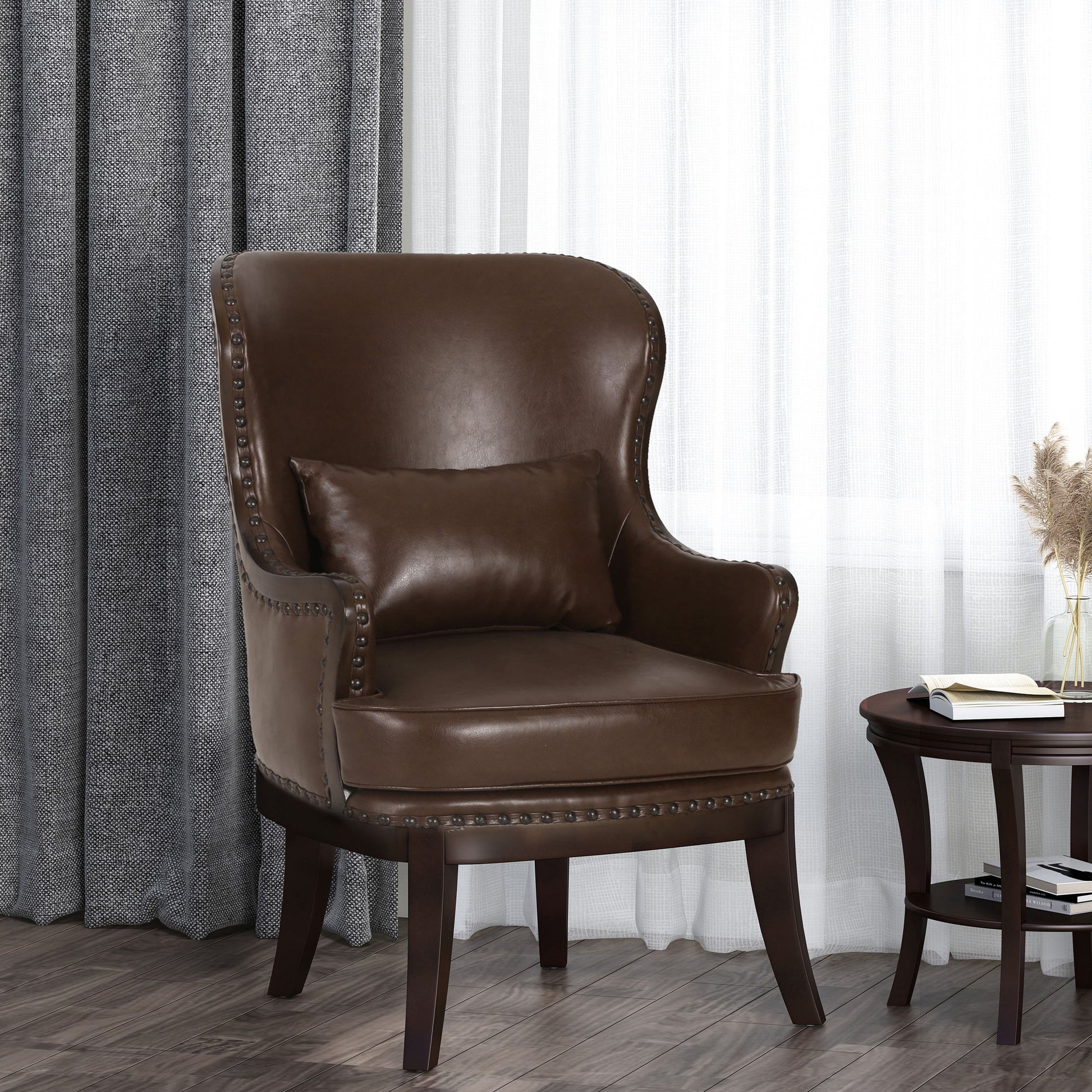 Accent Chair Dark Brown Pu