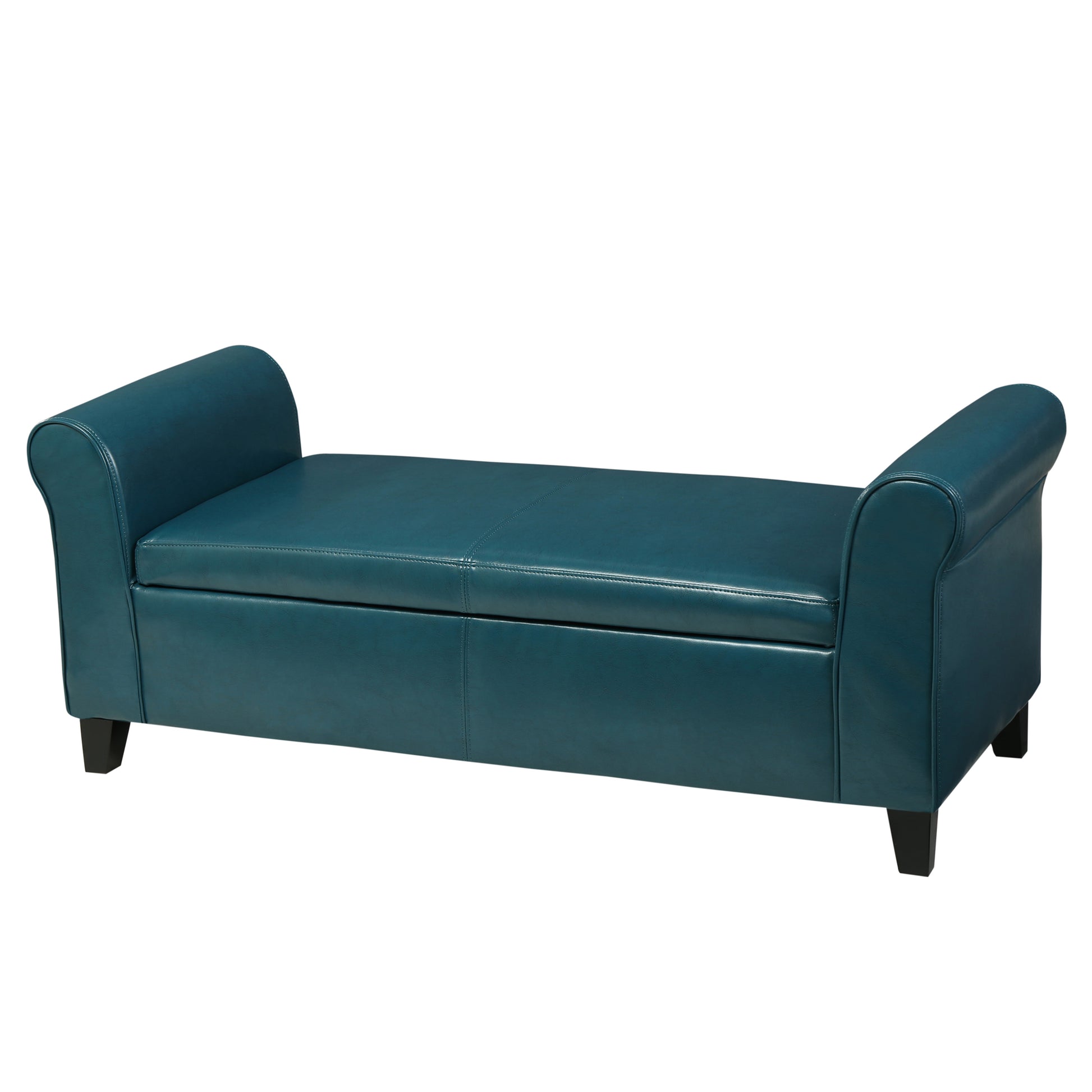 Hayes Armed Storage Bench Teal Pu