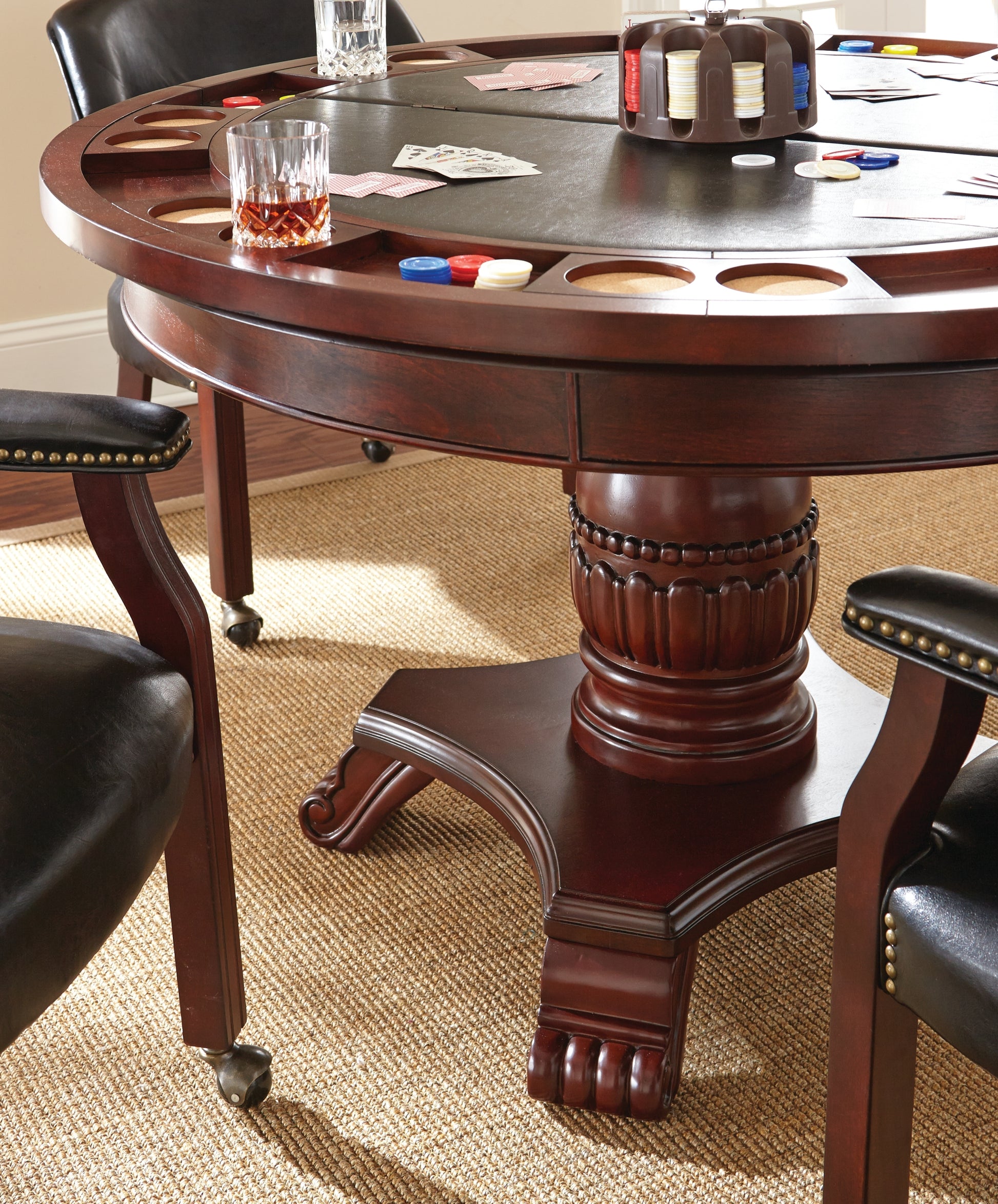 Tournament 5 Piece Dining And Game Table Set Dark Brown Dark Brown Wood