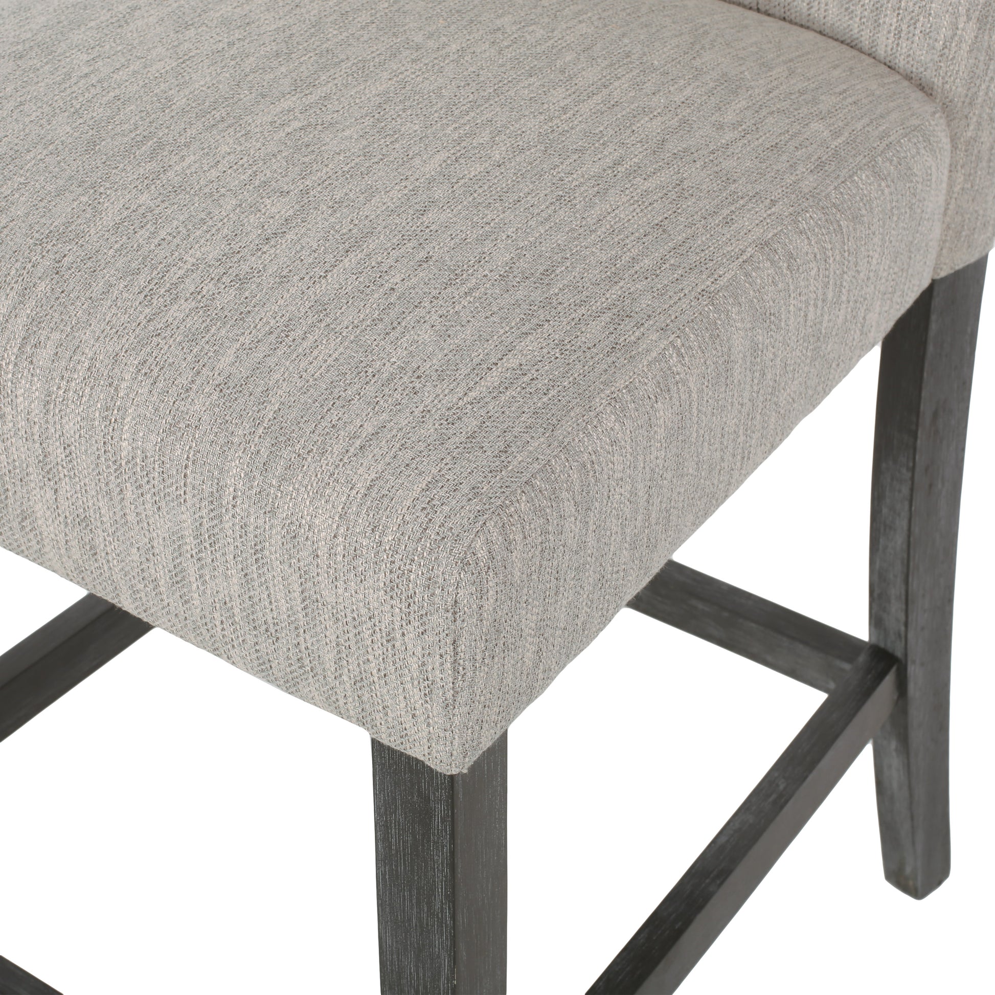 Contemporary Fabric Button Tufted 26 Inch Counter Stools, Set Of 2, Light Grey Light Grey Fabric