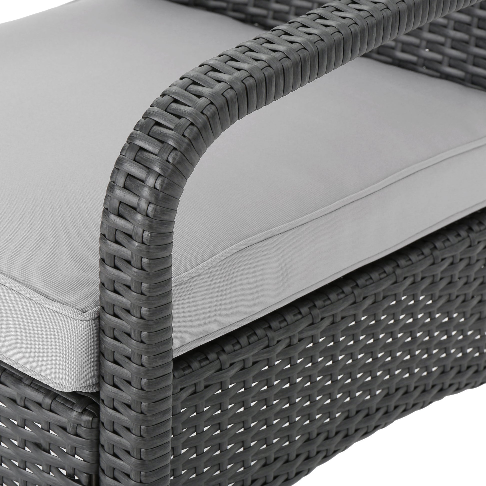 Cordoba Kd Wicker 4 Pc Chat Set Grey Pe Rattan Iron Waterproof Fabric