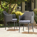 Kennethchair Grey Pe Rattan Iron Waterproof Fabric