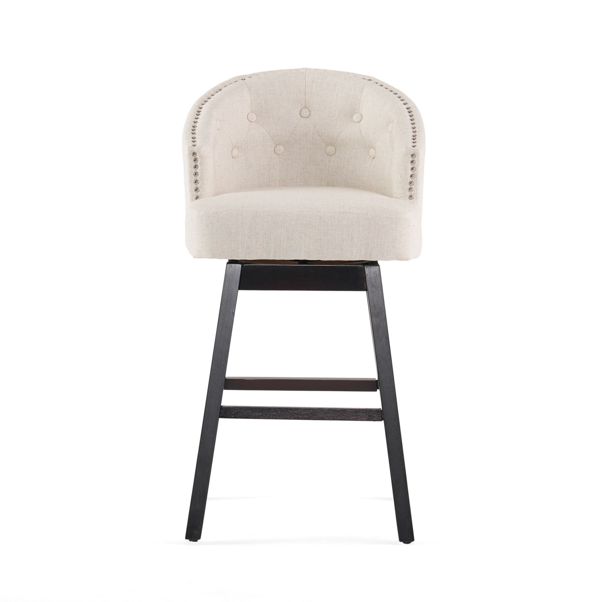 Ogden Kd Swivel Barstool Set Of 2 - Beige Fabric