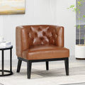 Accent Chair Light Brown Fabric