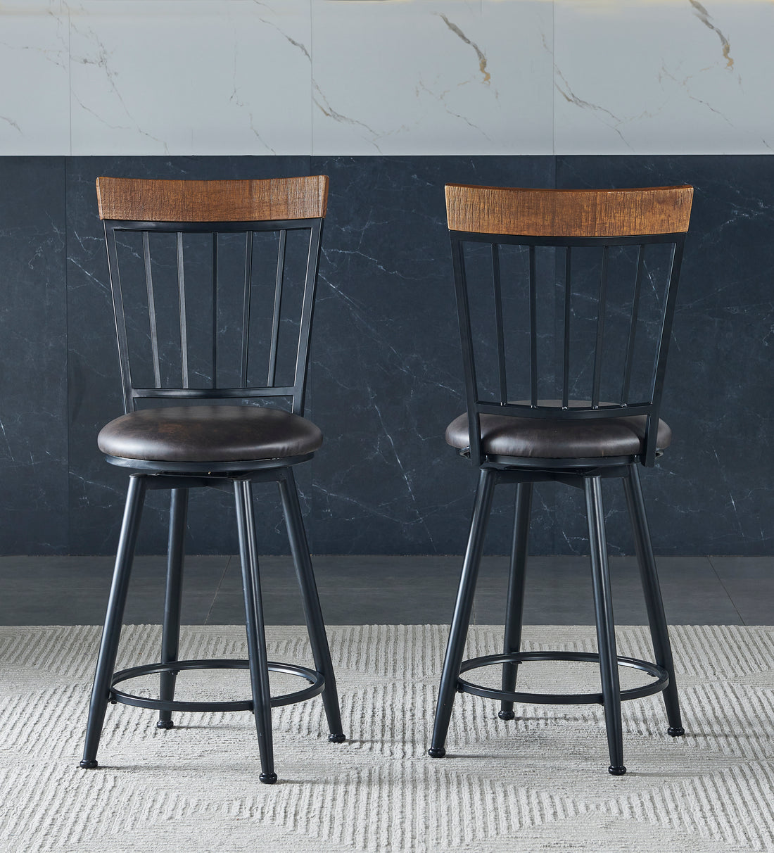 Tyler Swivel Counter Chair Set Of 2 Dark Gray Dark Gray Wood