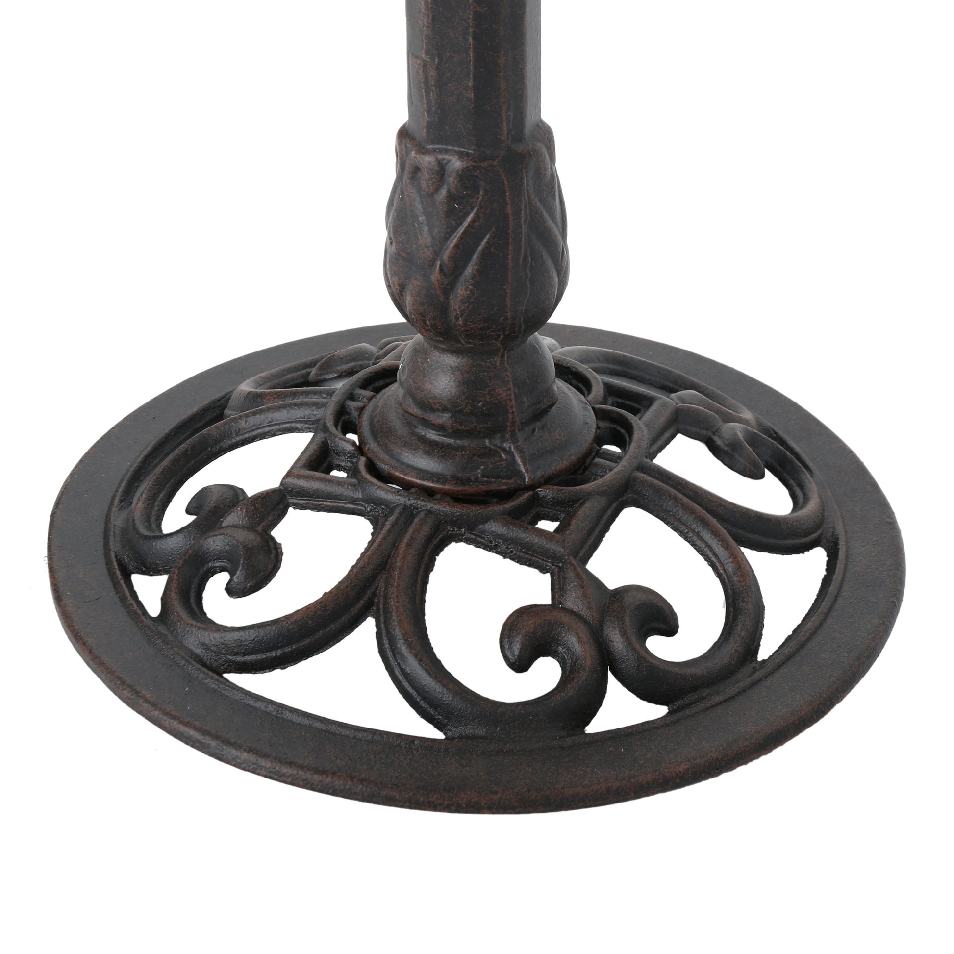 E Lancaster Outdoor Aluminum And Iron Top Bird Bath With Iron Base, Bronze Bronze Aluminium