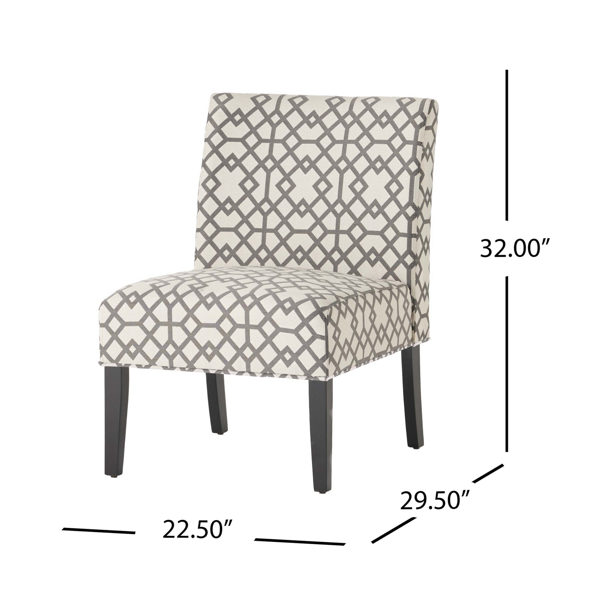 Accent Chair Grey Ivory Fabric