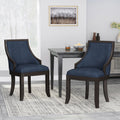 Dinning Chair Mp2 Set Of 2 Navy Blue Wood Fabric