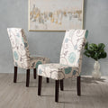 Dining Chair White Blue Fabric