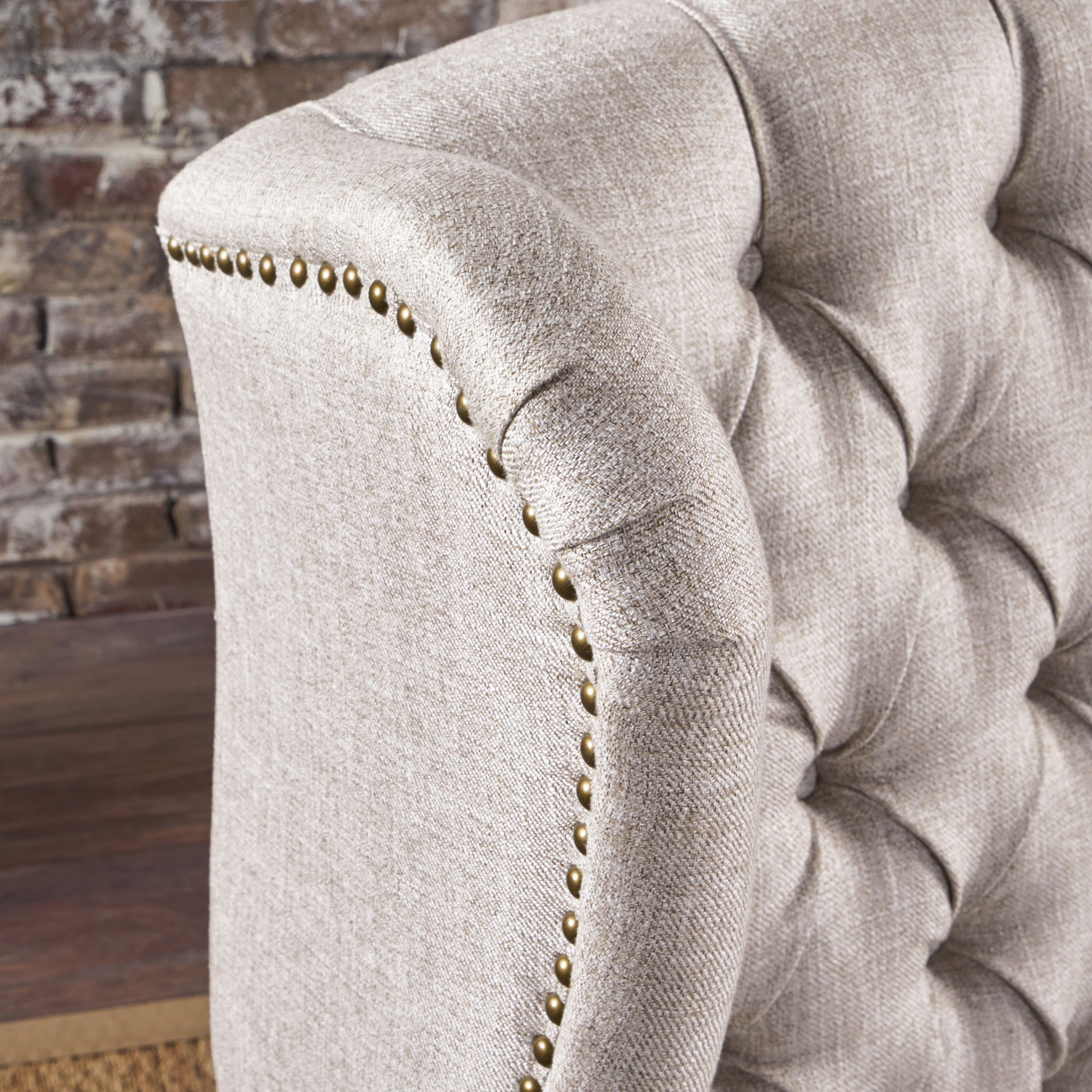 Accent Chair Beige Fabric