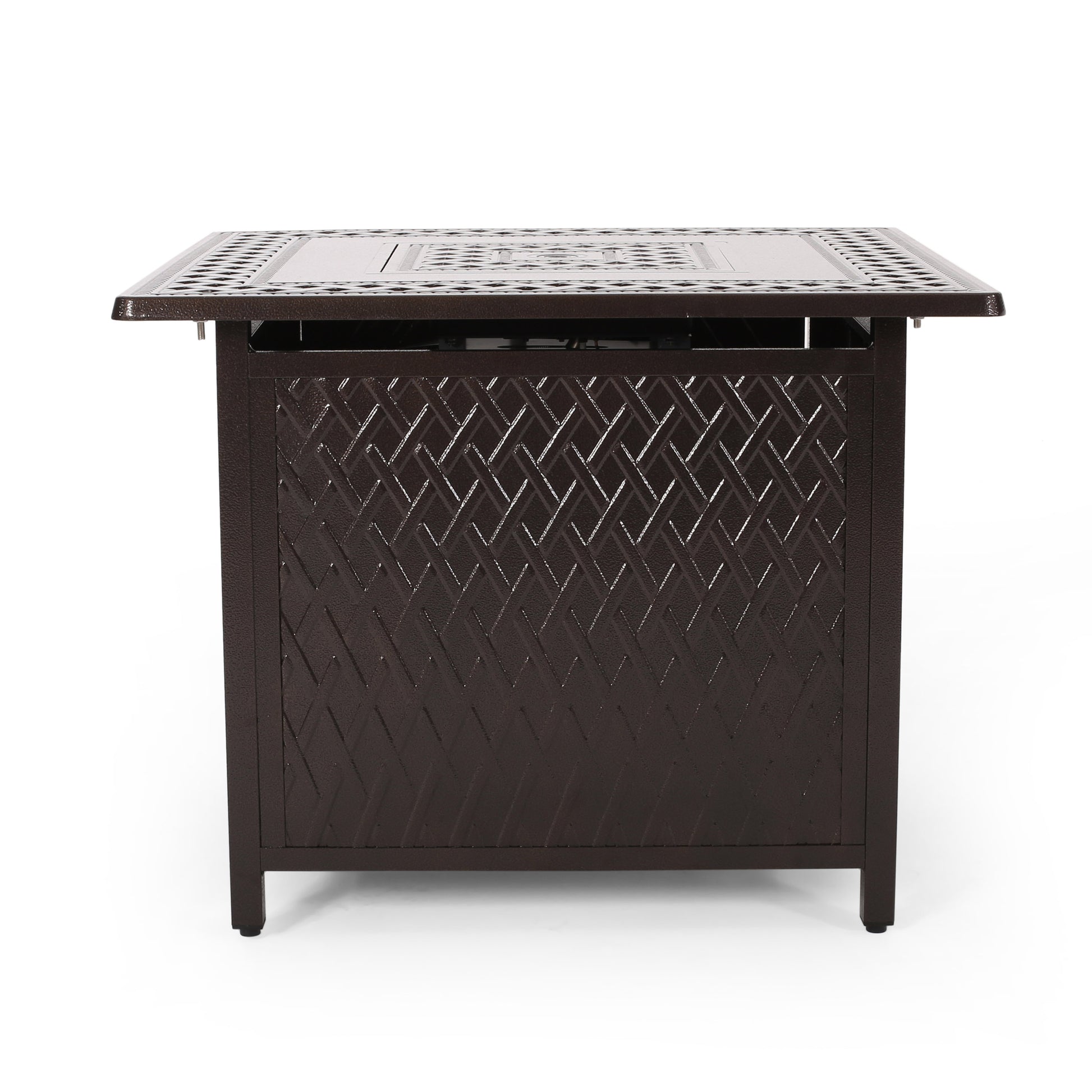 32" Outdoor Square Aluminum Propane Fire Pit 37,000 Btu Bronze Metal Garden & Outdoor Aluminum