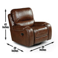 Keily 3 Piece Manual Reclining Living Room Set In Faux Leather Dark Brown Dark Brown Faux Leather