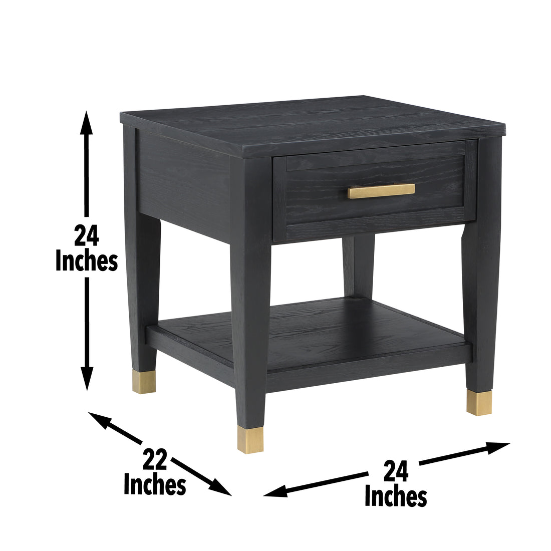 Yves Cocktail & 2 End Table Set Black Black Wood