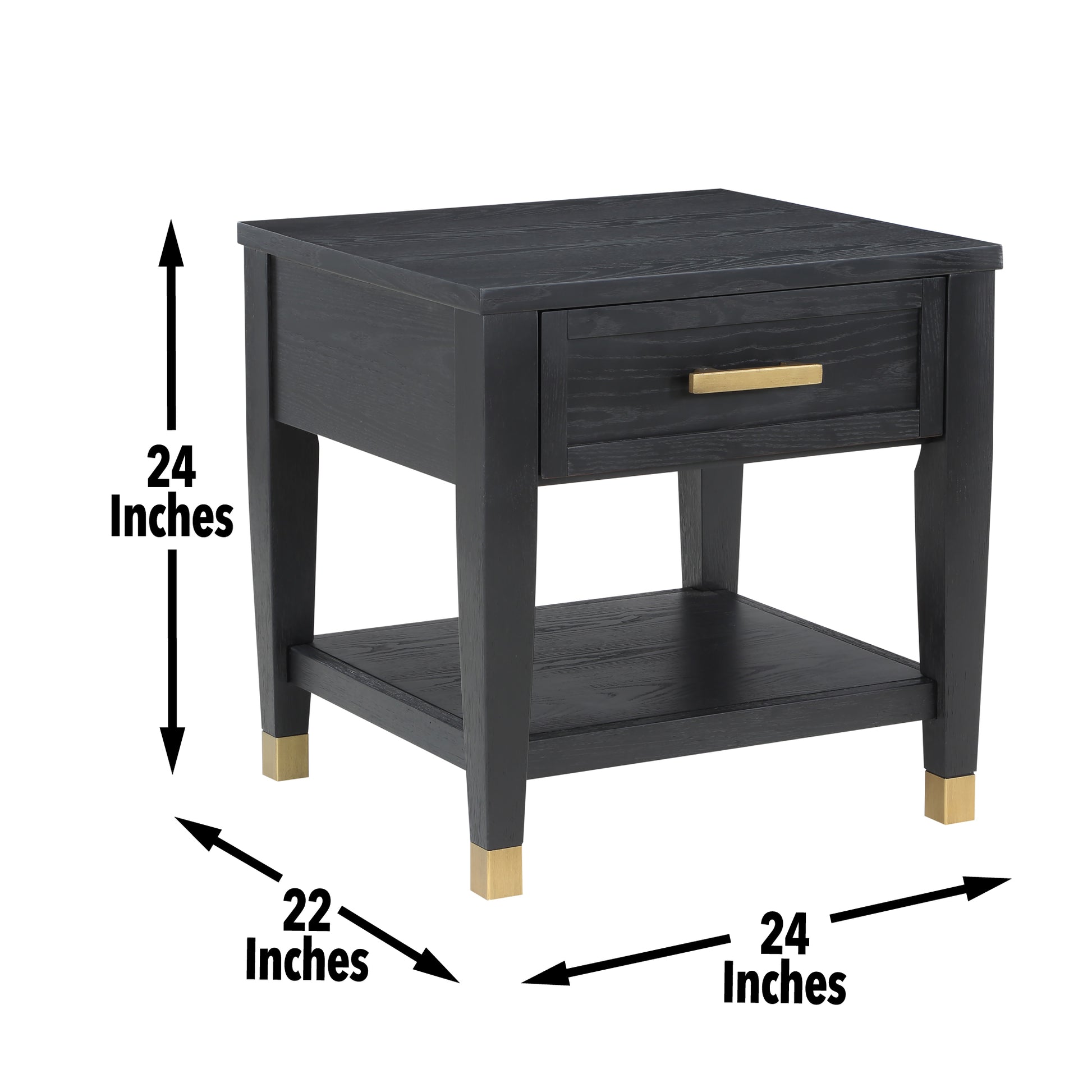 Yves Cocktail & 2 End Table Set Black Black Wood