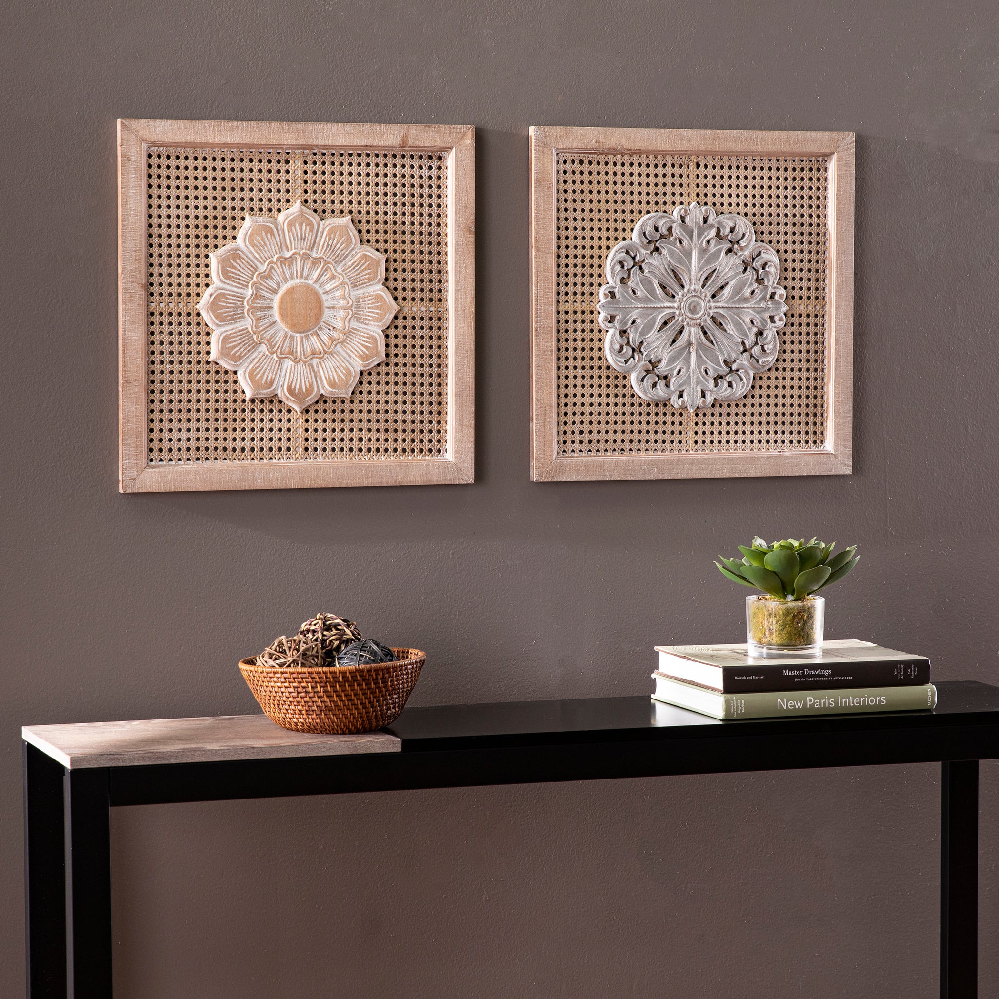 Lamsting Decorative Wall Panels 2Pc Set Natural Rattan