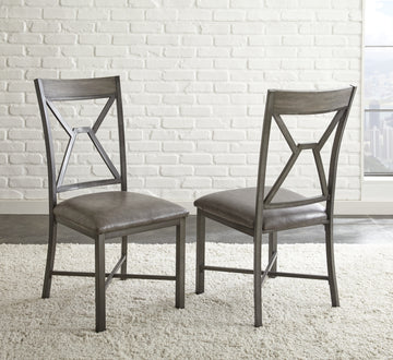 Alamo Pu Side Chair Set Of 2 Gray Dark Gray Wood