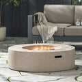 Outdoor 50,000 Btu Round Mgo Concrete Propane Fire Pit, Light Grey Tank Cover Not Included Light Grey Magnesium Oxide