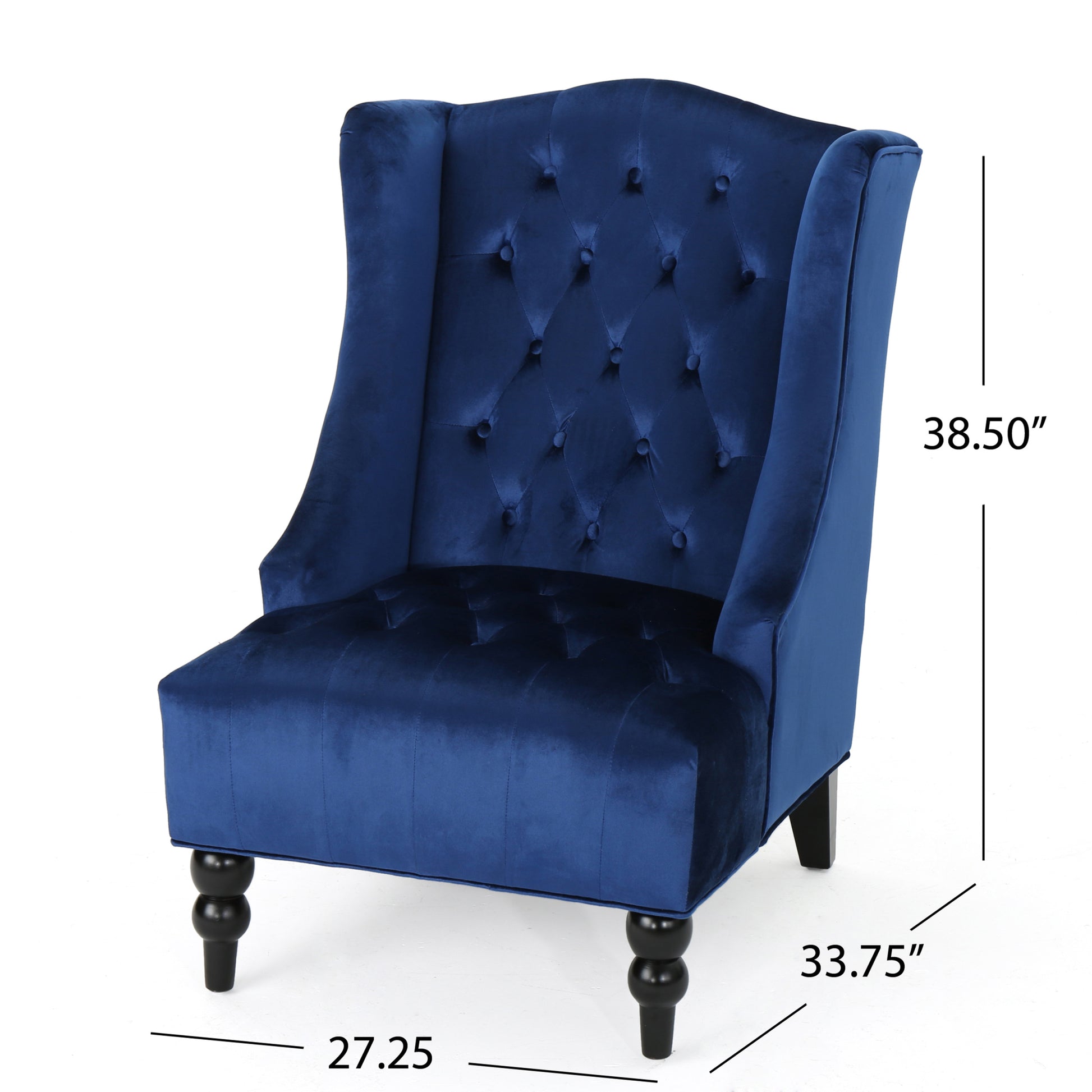 Upholstered Side Chair Navy Blue Velvet