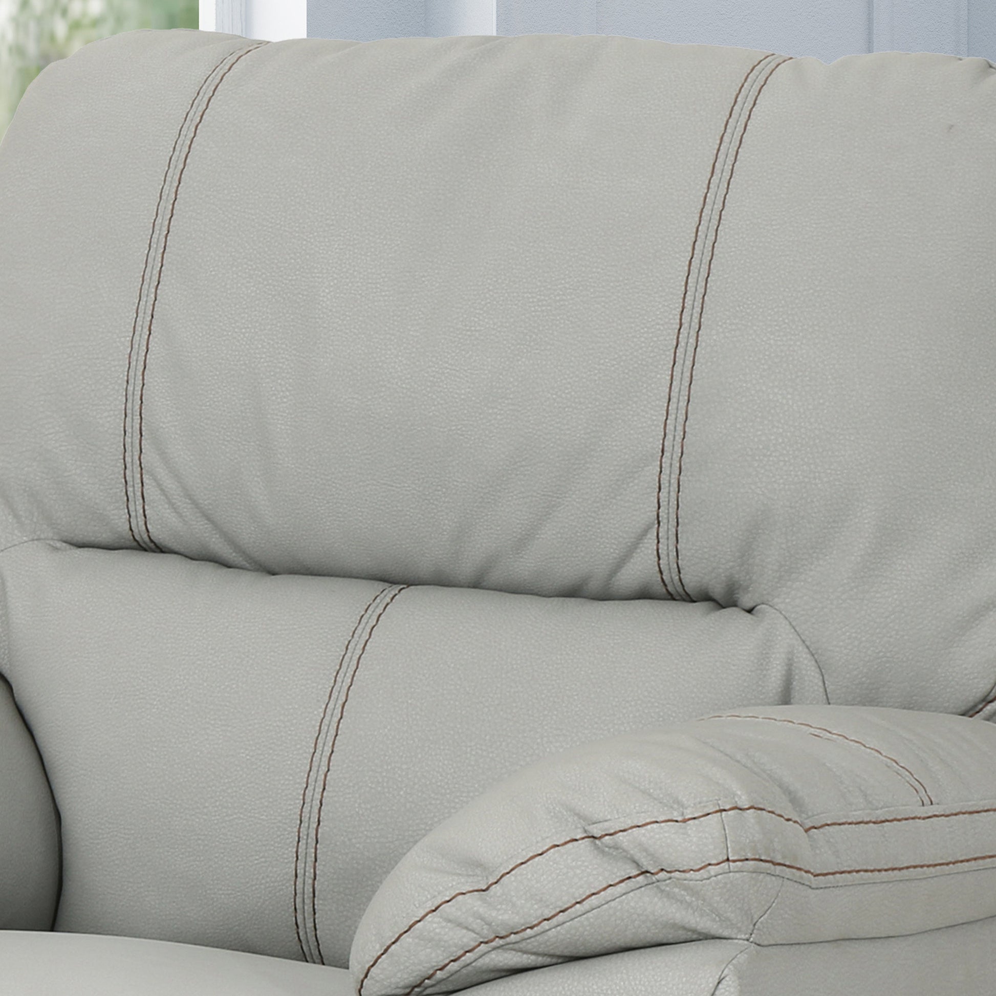 39.5" Wide Faux Leather Power Swivel Standard Recliner Light Grey Pu