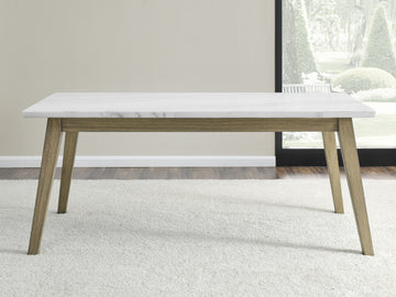 Vida White Marble Top Dining Table Brown White Brown White Wood