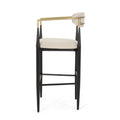 Barstool Set Of 2 Beige Brown Leather