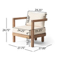 Outdoor Acacia Wood Patio Club Chair, Patio Furniture,Waterproof Thick Cushion Deep Seating For Porch, Garden, Backyard, Balcony, Weight Capacity 400Lbs, Brown Wash, Beige Cushion Yes Deep Seating Brown Beige Garden & Outdoor Foam Acacia Wood