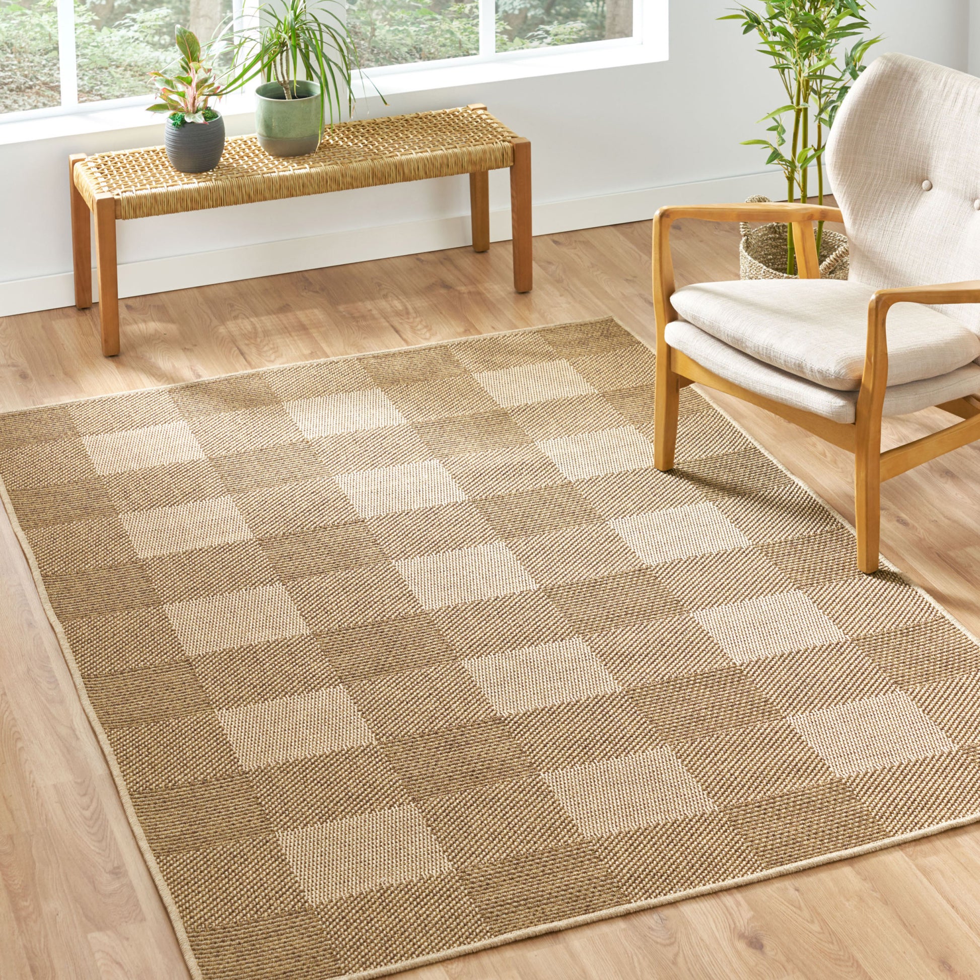 5'3" X 7' Indoor Outdoor Area Rug, Natural Natural Polypropylene