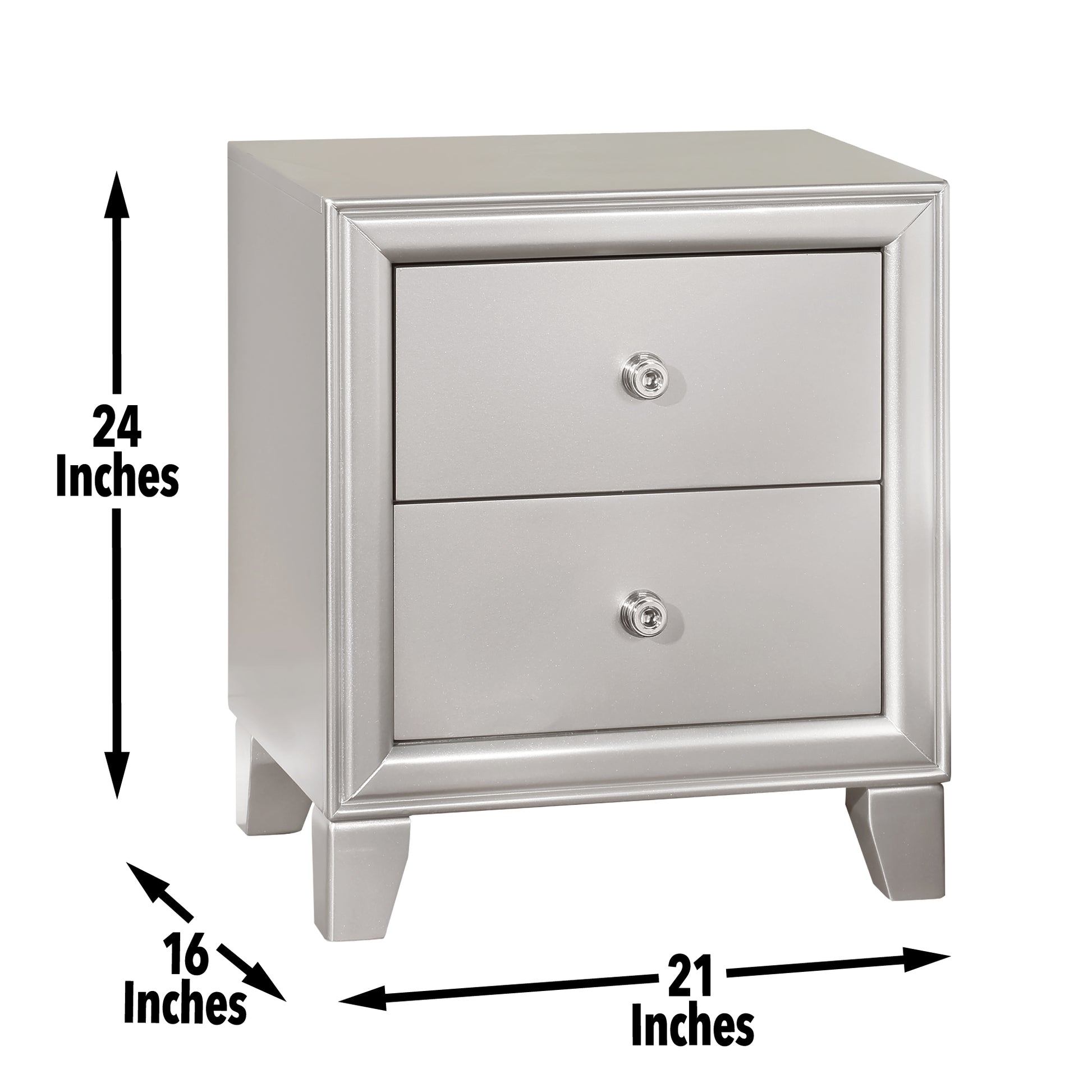 Omni Nightstand Pearl Silver Silver White Wood