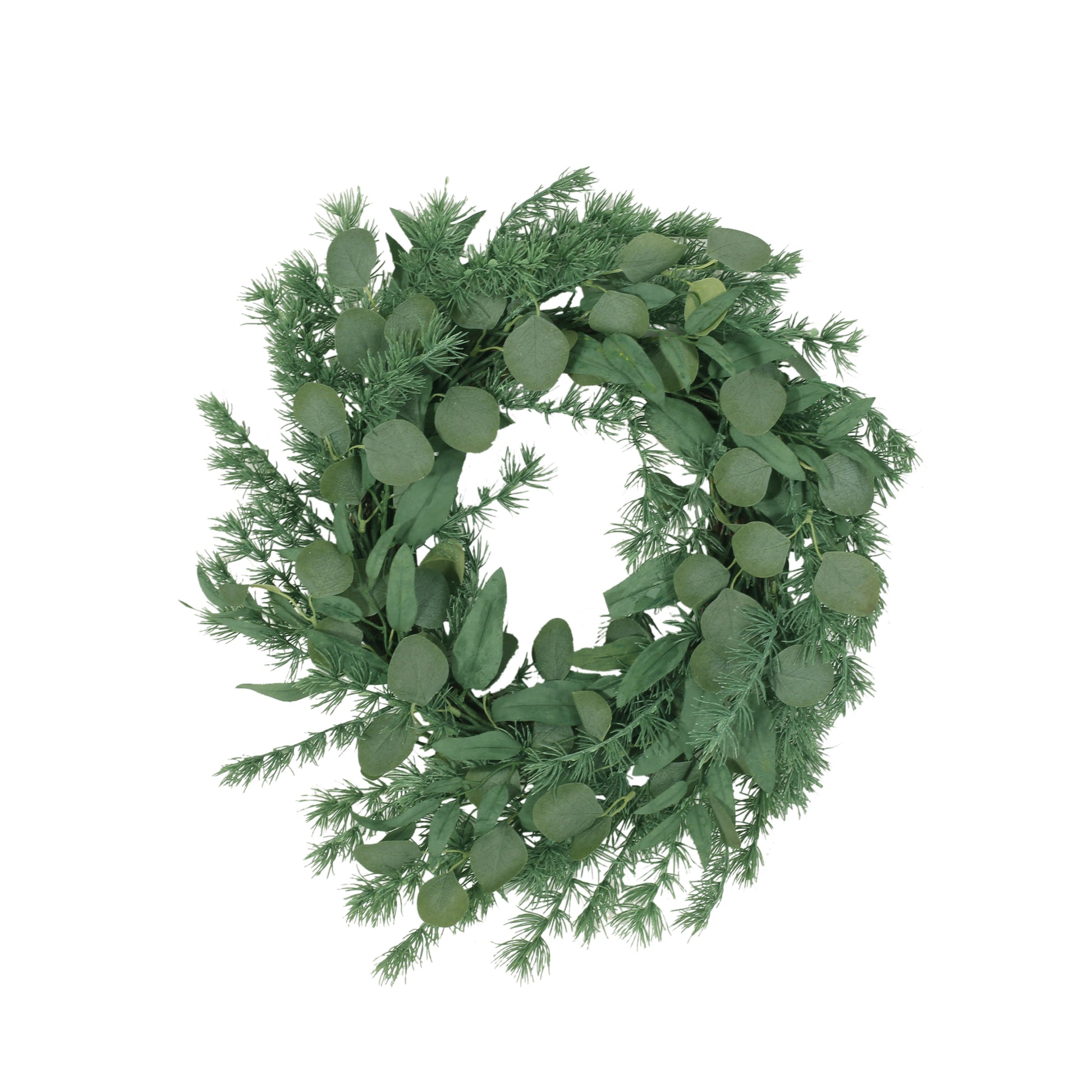 24.5" Leaves Wreath Green Polyester