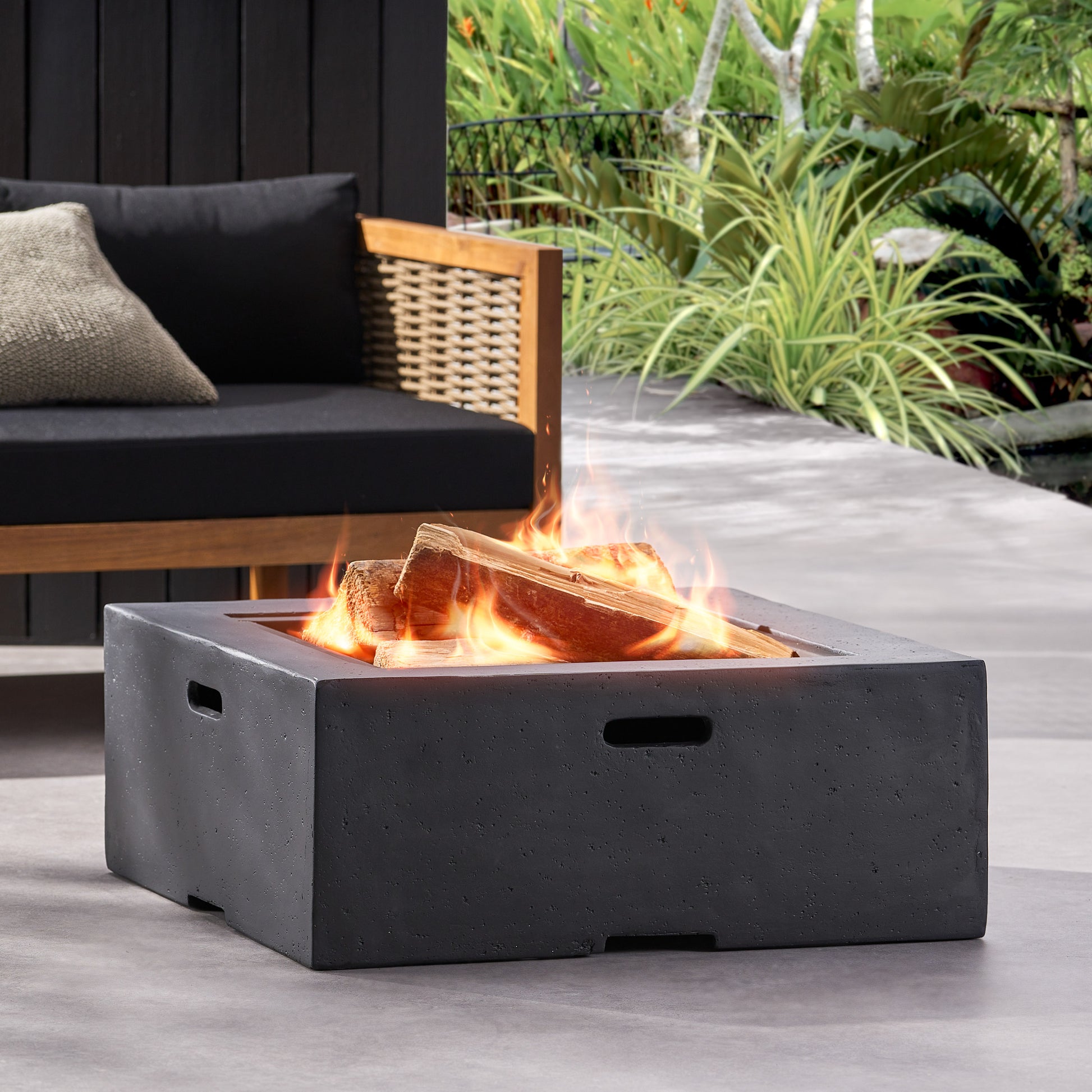 Mgo 29 Square Wood Burning Fire Pit Dark Gray Magnesium Oxide