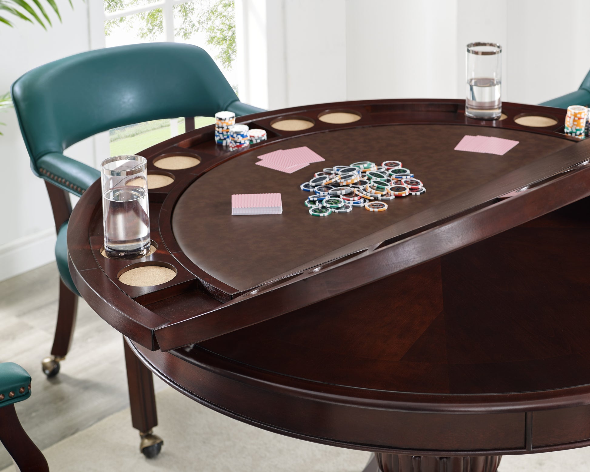 Tournament Dining And Game Table Dark Brown Dark Brown 39 Inches Or Less Wood