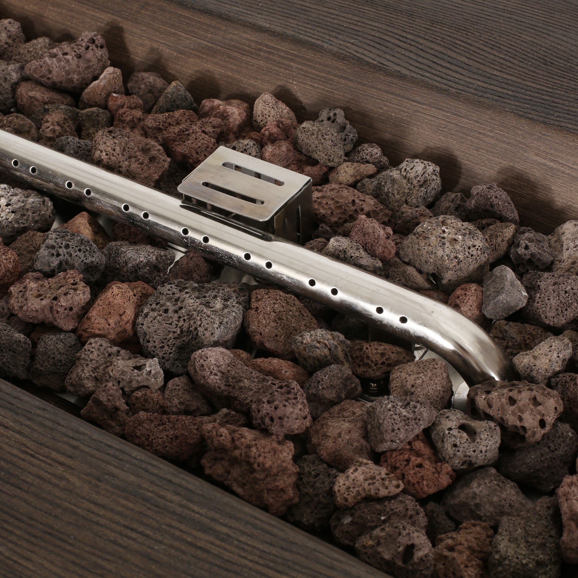 Andrew Rectangle Fire Pit 40,000 Btu Tank Inside Brown Magnesium Oxide