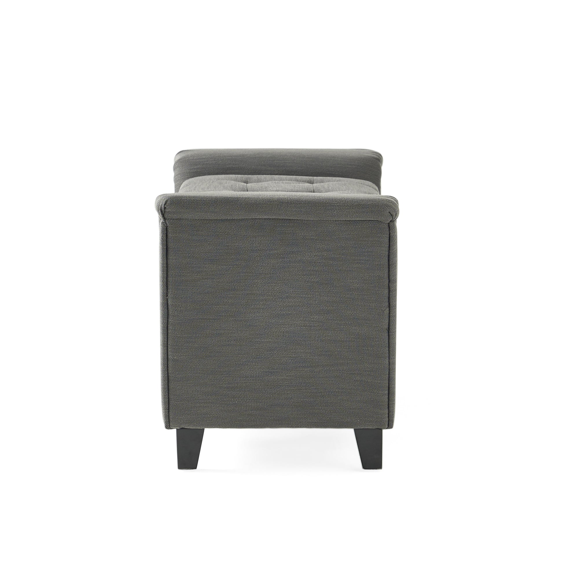 Alden Armed Storage Bench Gray Fabric