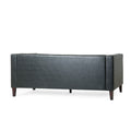 Mirod Comfy 3 Seat Sofa With Tufted Backmodern For Living Room Black Pu 3 Seat