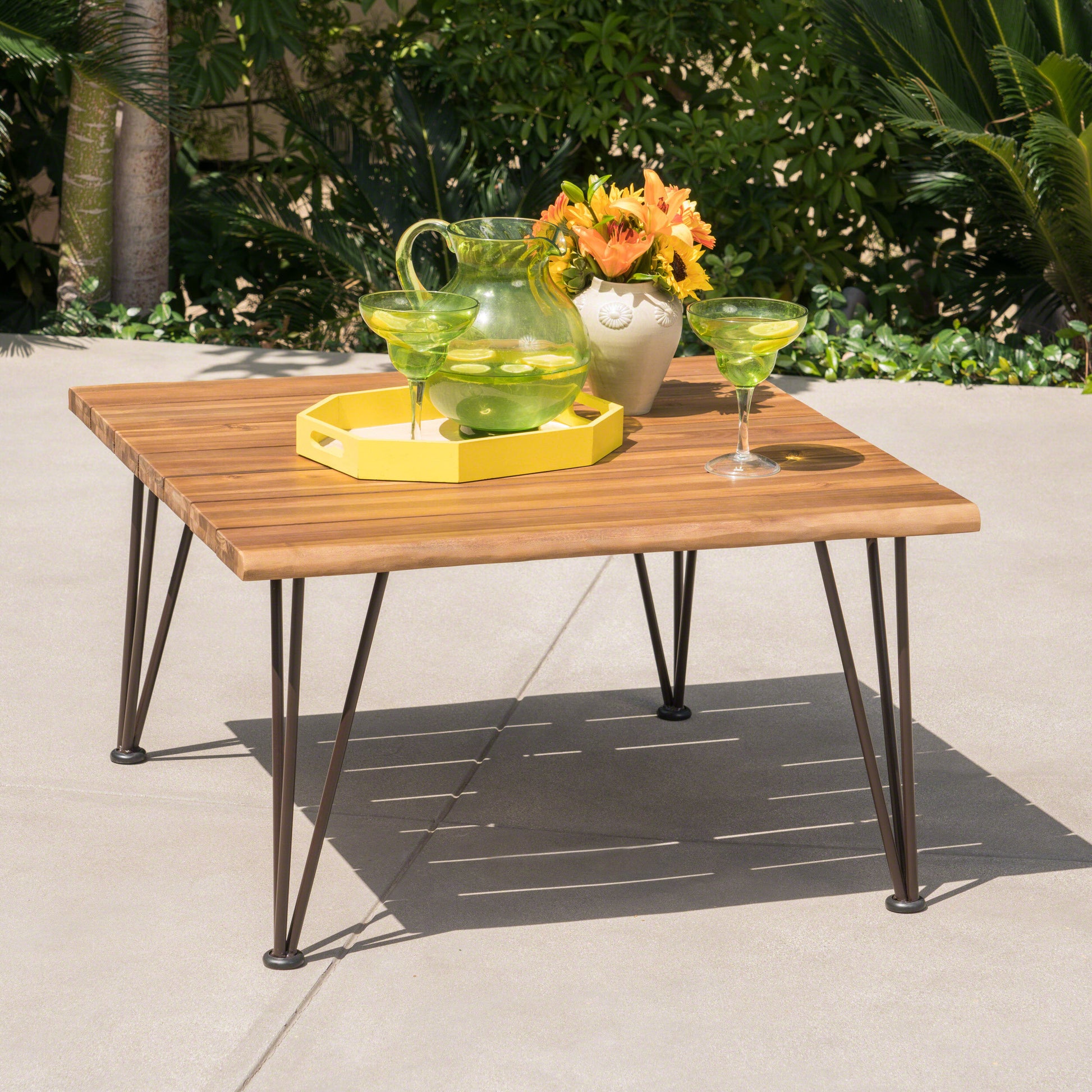 Zion Industrial Wood And Metal Coffee Table Teak Metal & Wood