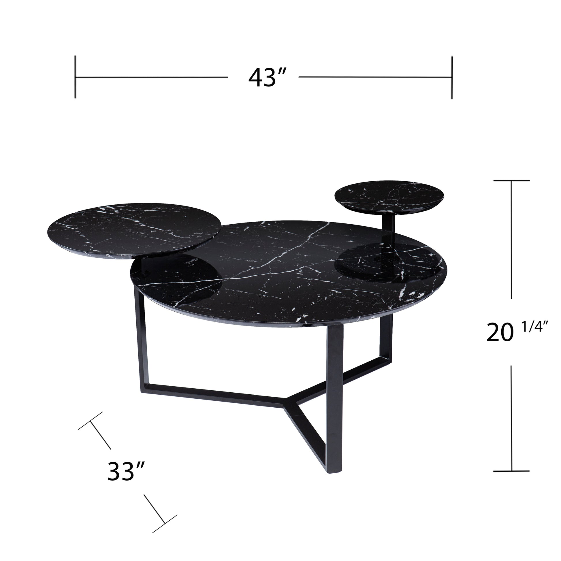 Saxelby Faux Marble Cocktail Table Black Iron