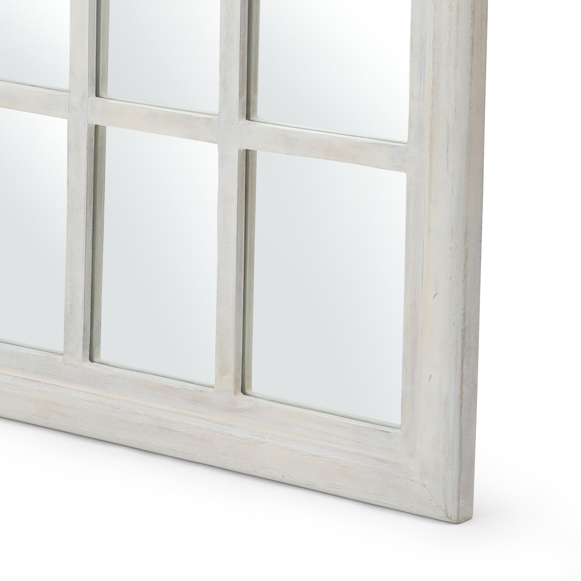 Arch Window Mirror White Wood