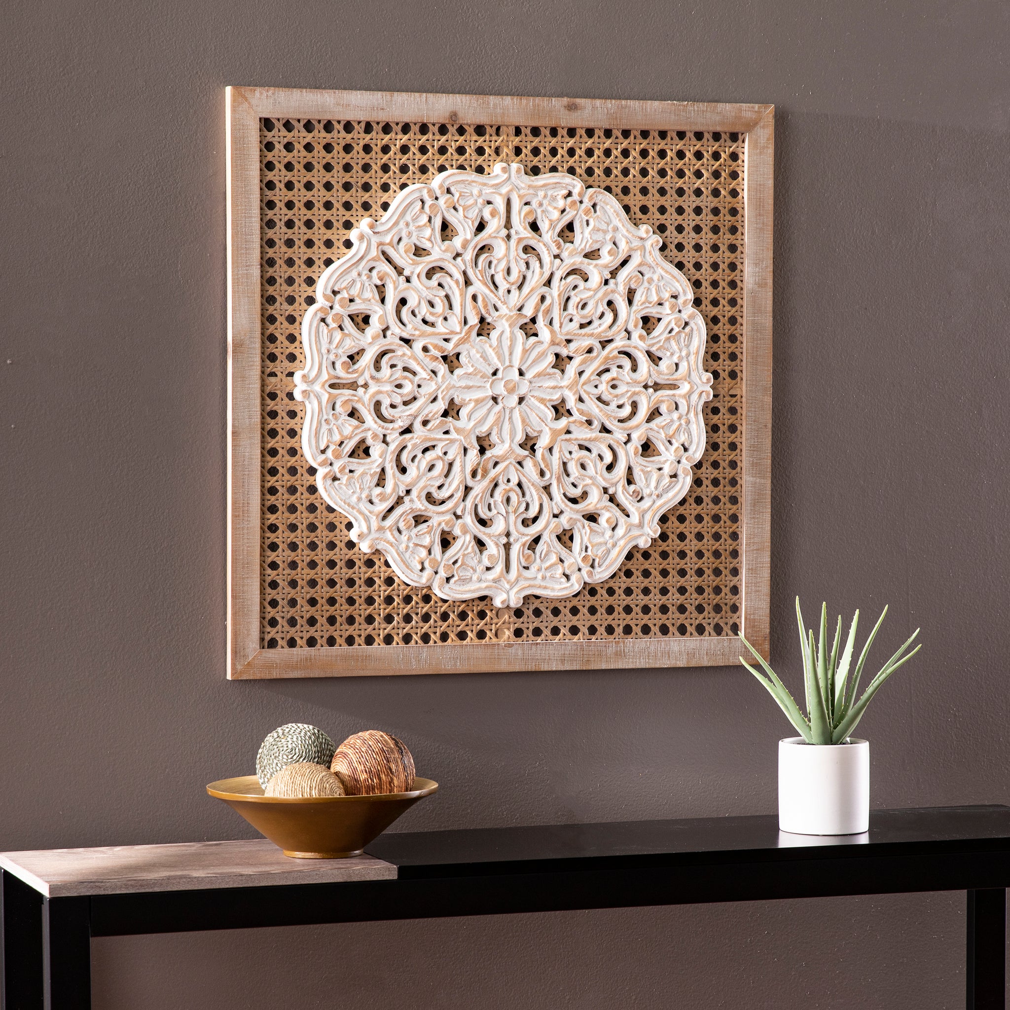 Heraldi Distressed Wall D Cor Panel Natural Rattan