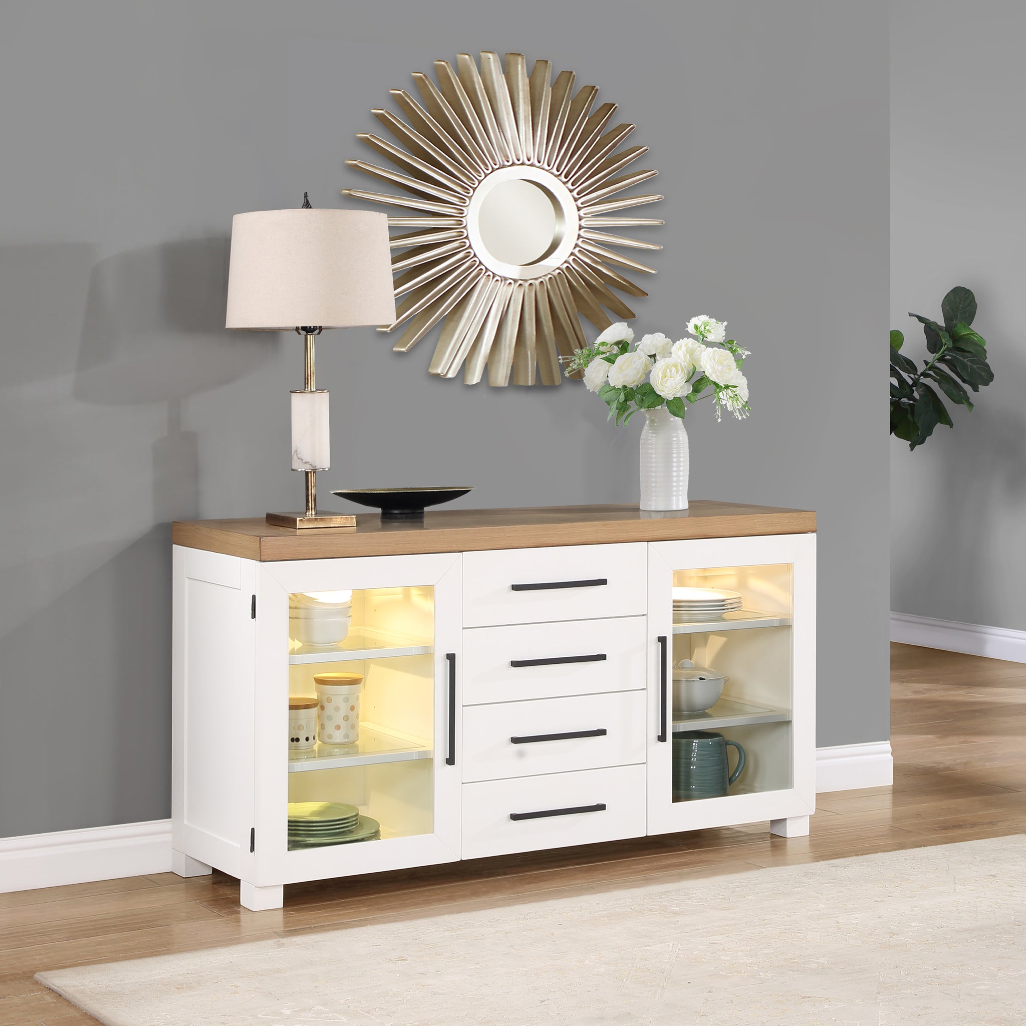 Magnolia Server White - White Wood