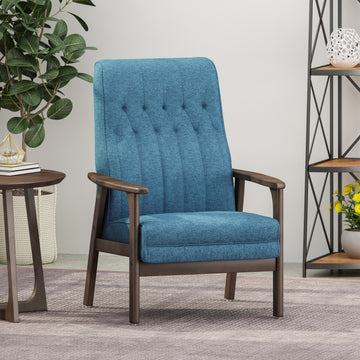 Accent Chair Blue Fabric