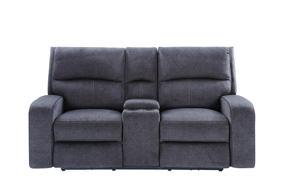 Lovell Power Console Loveseat Dark Gray Dark Gray Fabric 2 Seat