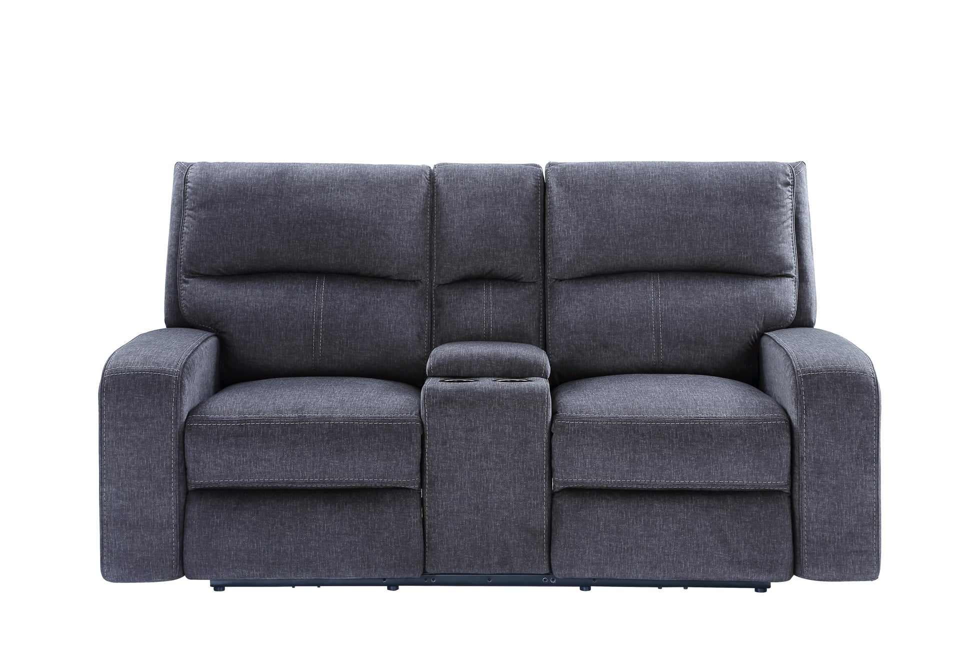 Lovell Power Console Loveseat Dark Gray Dark Gray Fabric 2 Seat