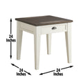 Cayla End Table Dark Oak White White Wood