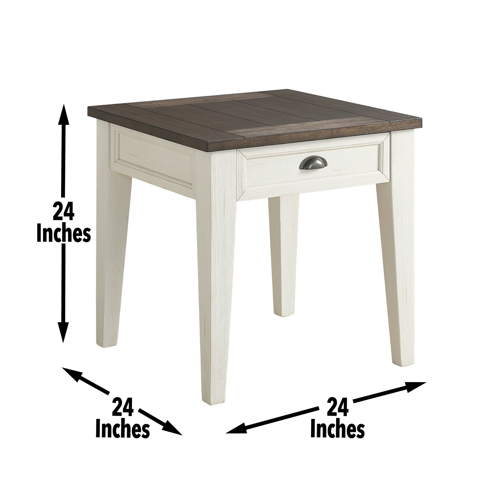 Cayla End Table Dark Oak White White Wood